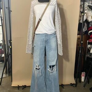 High waisted skater baggy jeans